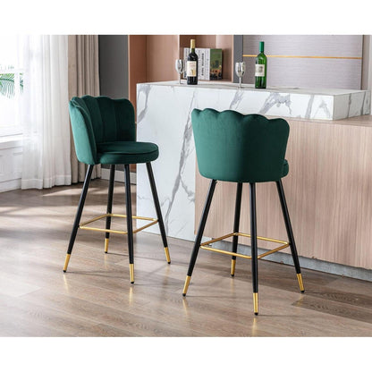 Ya-Home Samt Barhocker 2er Set – Grün, Retro Design
