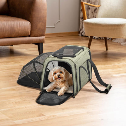 Faltbare Transporttasche für Katze & Hund – Grün, 43x50x28cm