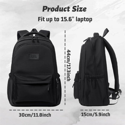 Schulrucksack 15,6 Zoll Laptop Rucksack Schwarz für Teenager