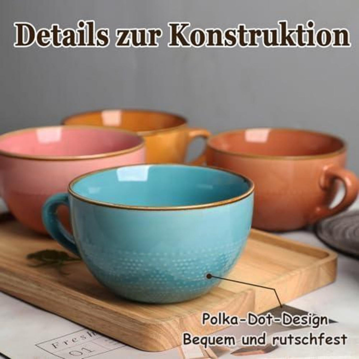 Große Keramiktasse 700ml - Kaffeebecher Blau