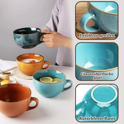 Große Keramiktasse 700ml - Kaffeebecher Blau