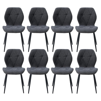 8 Esszimmerstühle Leinen-Diamant Dunkelgrau, Komfort & Design