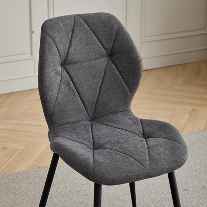 8 Esszimmerstühle Leinen-Diamant Dunkelgrau, Komfort & Design