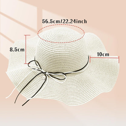 Damen Strohhut Faltbar mit Krempe & Schleife – Sommer & Strand