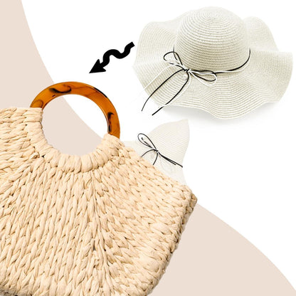 Damen Strohhut Faltbar mit Krempe & Schleife – Sommer & Strand