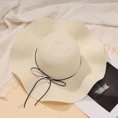 Damen Strohhut Faltbar mit Krempe & Schleife – Sommer & Strand
