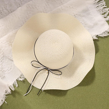 Damen Strohhut Faltbar mit Krempe & Schleife – Sommer & Strand