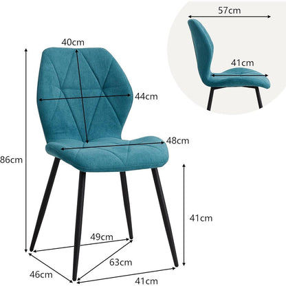 8 Esszimmerstühle Leinenstoff, gepolstert, blau
