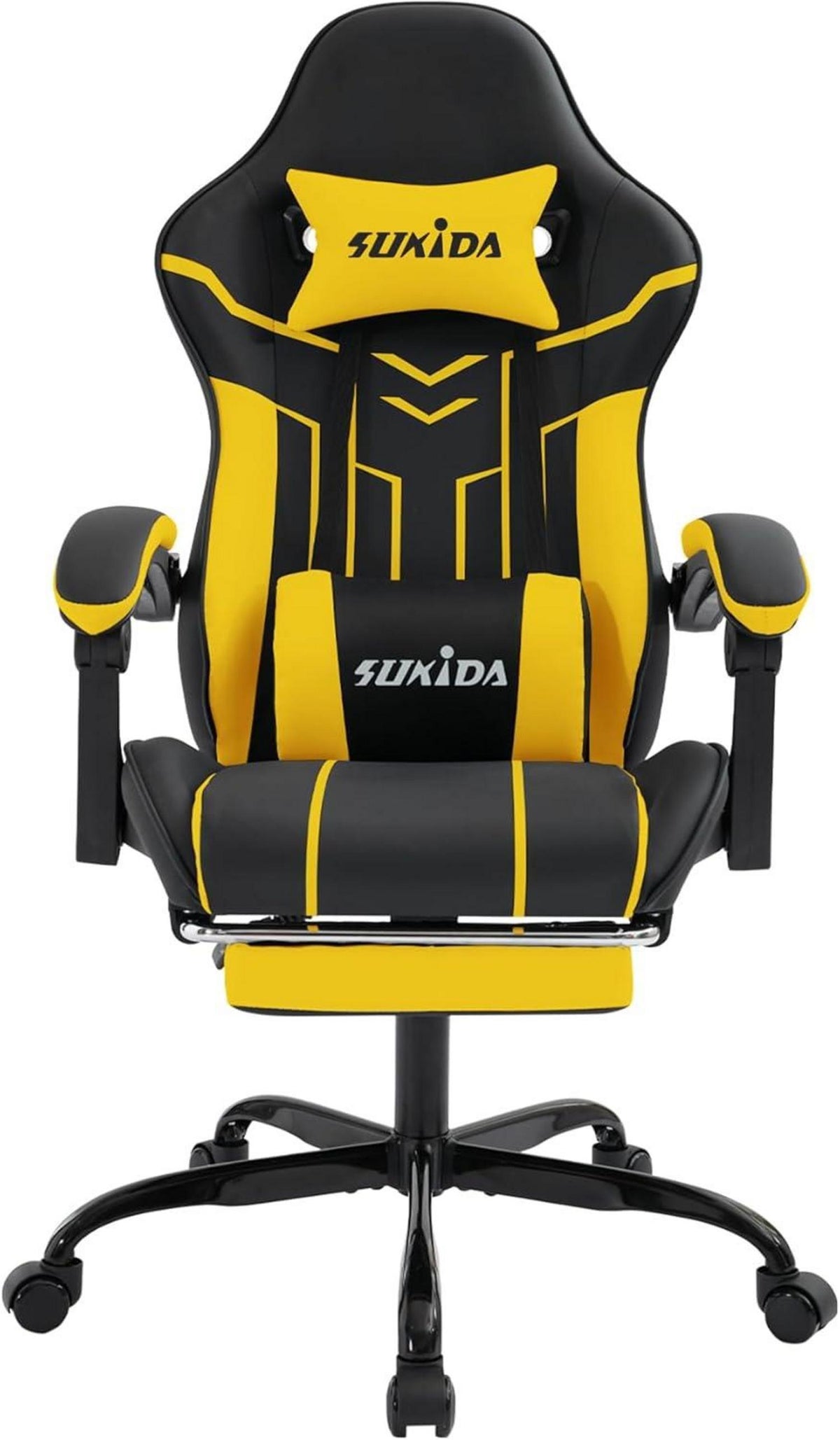 Ergonomischer Gaming Stuhl mit Fußstütze und Lendenwirbelstütze