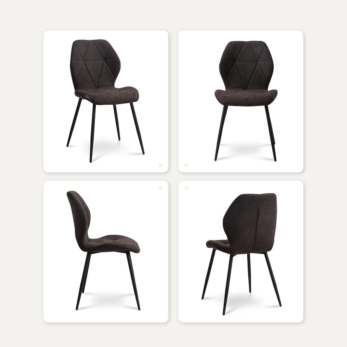 4er-Set Esszimmerstühle Leinen-Diamant Schwarz