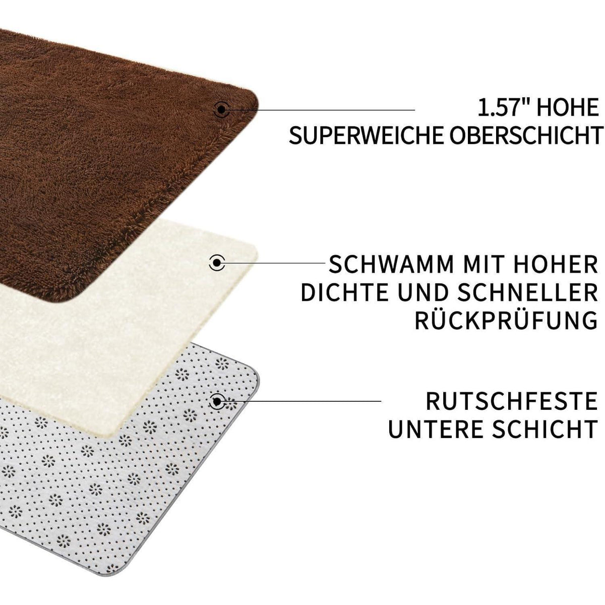 Flauschiger Hochflor Teppich Braun 200x300 cm – Wohnzimmer & Schlafzimmer