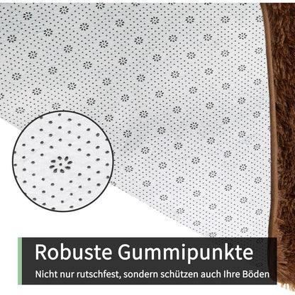 Flauschiger Hochflor Teppich Braun 200x300 cm – Wohnzimmer & Schlafzimmer
