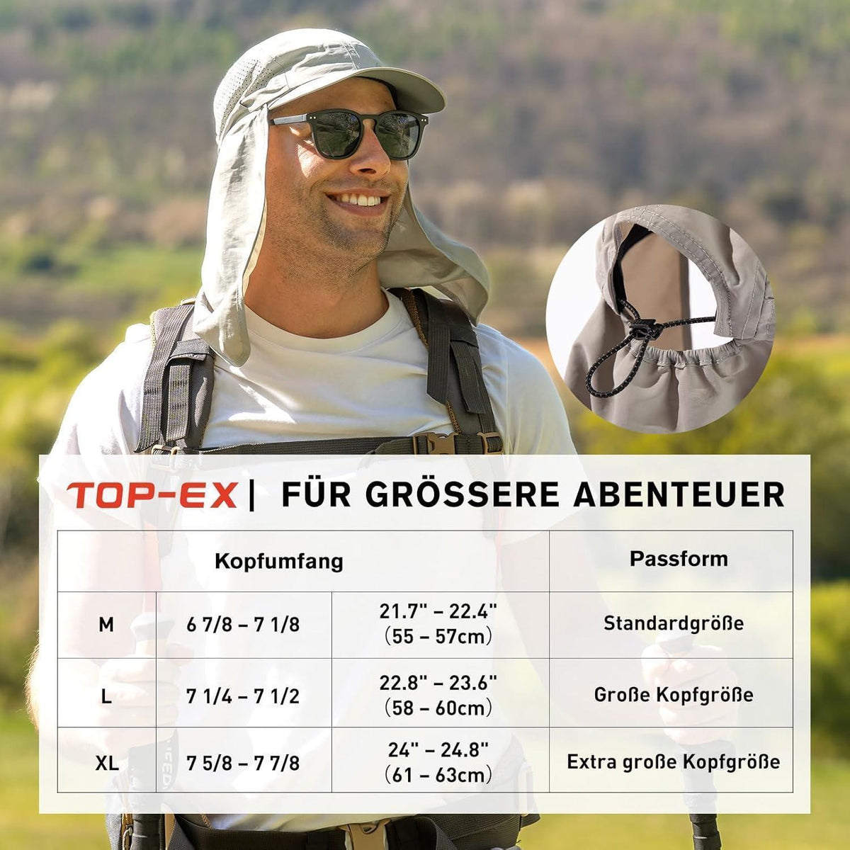 Baseball Cap Herren XL/XXL mit Nackenklappe & UV-Schutz