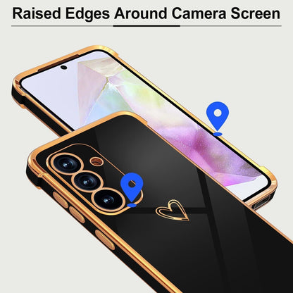 Handyhülle Samsung Galaxy A36 5G mit Herzmuster und Kameraschutz - Schwarz