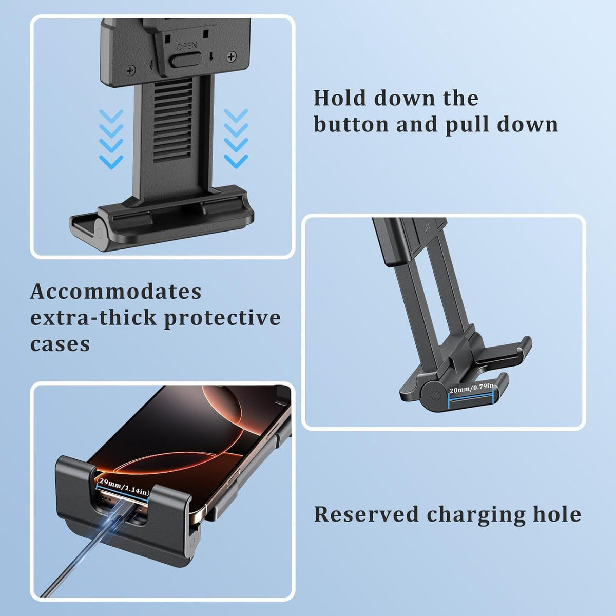 Tablethalter Auto 360° Drehung, Ausziehbar & Stabil