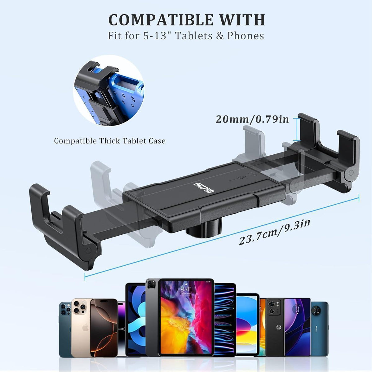 Tablethalter Auto 360° Drehung, Ausziehbar & Stabil