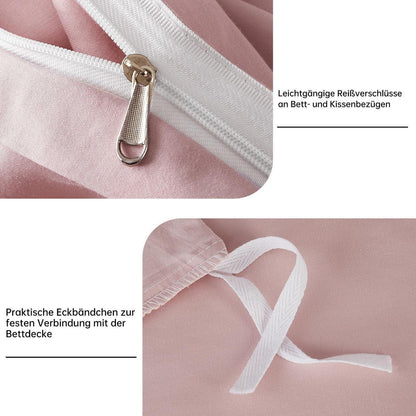 Satin Bettwäsche Set 200x220 cm Rosa Baumwolle
