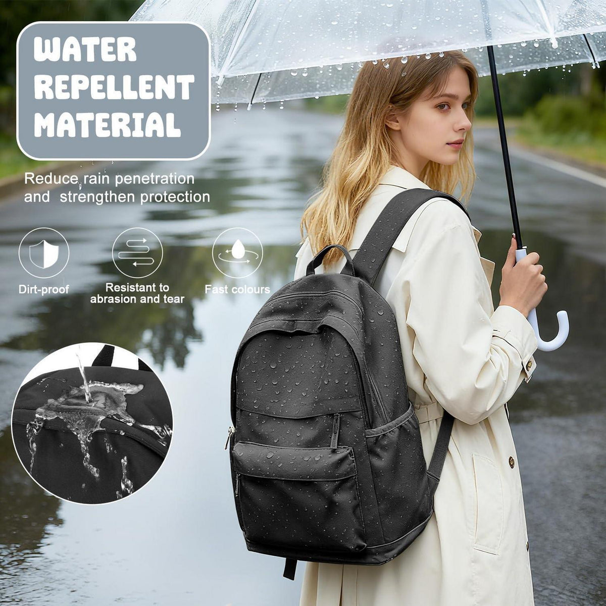Schulrucksack Mädchen Schwarz – Laptopfach & Diebstahlschutz