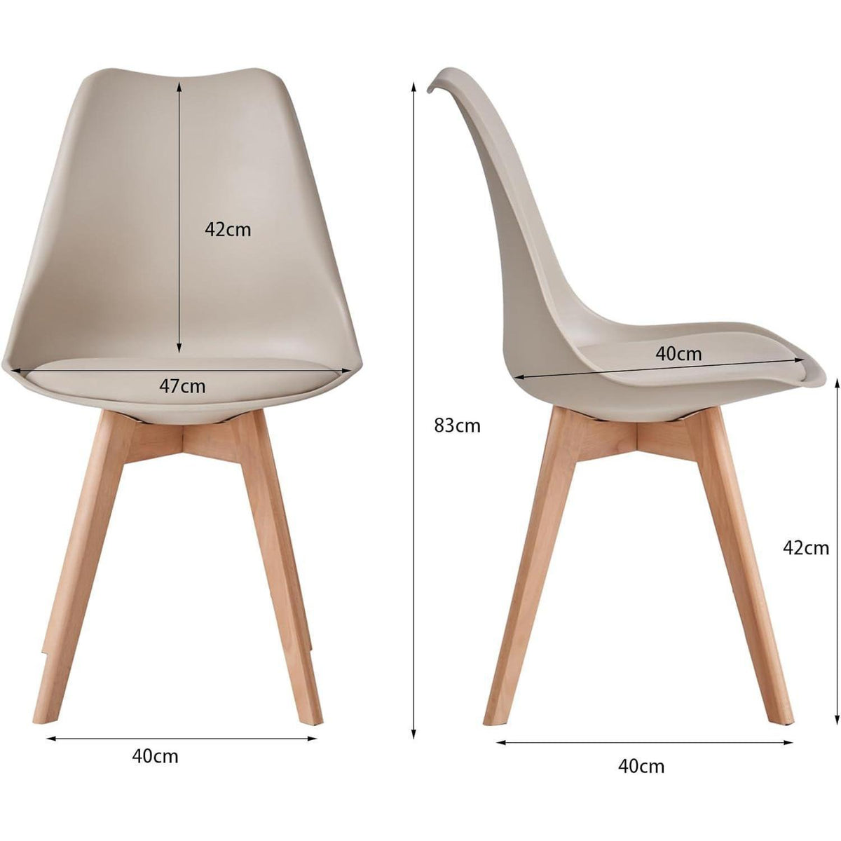 2er-Set Esszimmerstühle Modern, Khaki, Buchenbeine