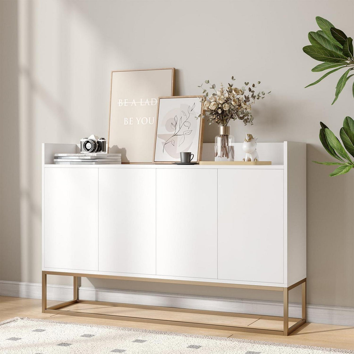 Modernes Sideboard mit 4 Türen – Weißes Wohnzimmerbuffet