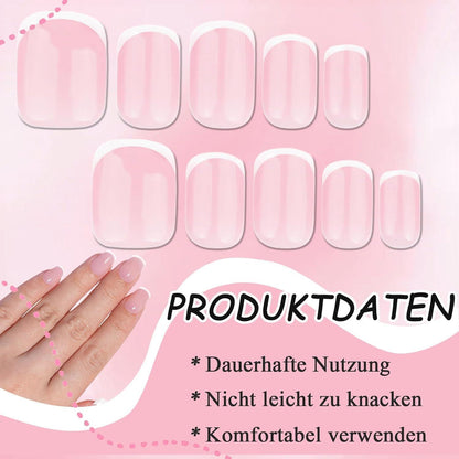 24 Rosa French Press on Nails - Kurze, Quadratische Fake Nägel