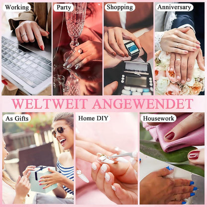 24 Rosa French Press on Nails - Kurze, Quadratische Fake Nägel