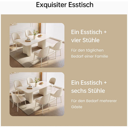 Moderner Esstisch Weiß mit 4 Polsterstühlen – 160cm Esszimmer Set