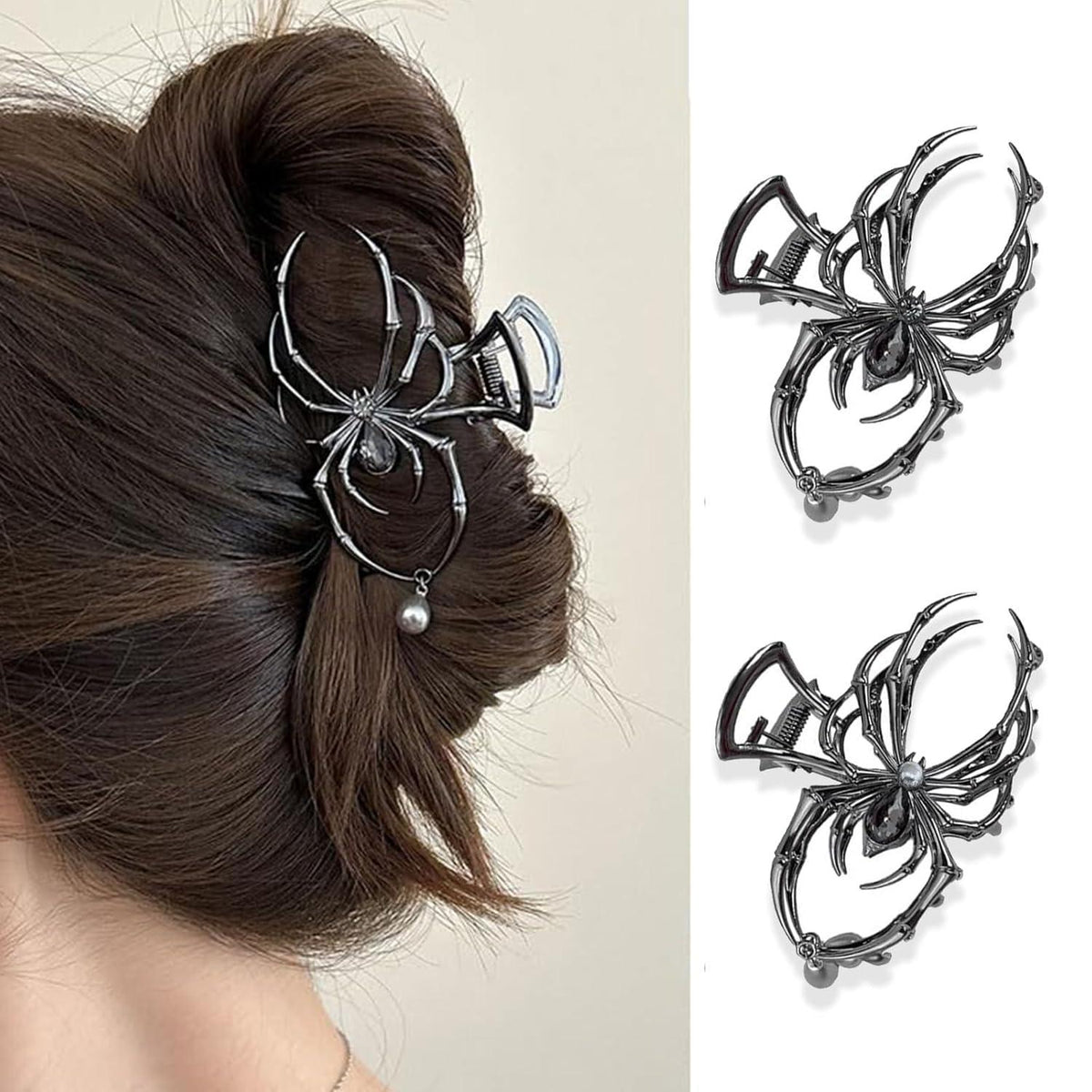 2er Pack Spinnen Haarklammer Metall Gothic Stil Haaraccessoires