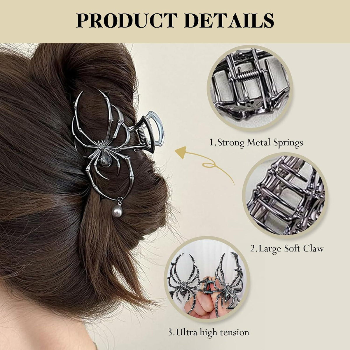 2er Pack Spinnen Haarklammer Metall Gothic Stil Haaraccessoires