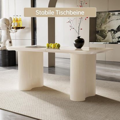 Moderner Esstisch Weiß mit 6 Polsterstühlen – Esszimmer Set 180cm