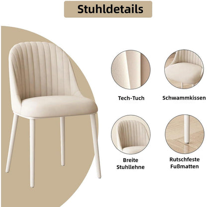 Moderner Esstisch Weiß mit 6 Polsterstühlen – Esszimmer Set 180cm
