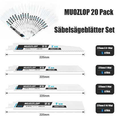 20er Säbelsägeblätter Set für Holz & Metall, CRV & BIM