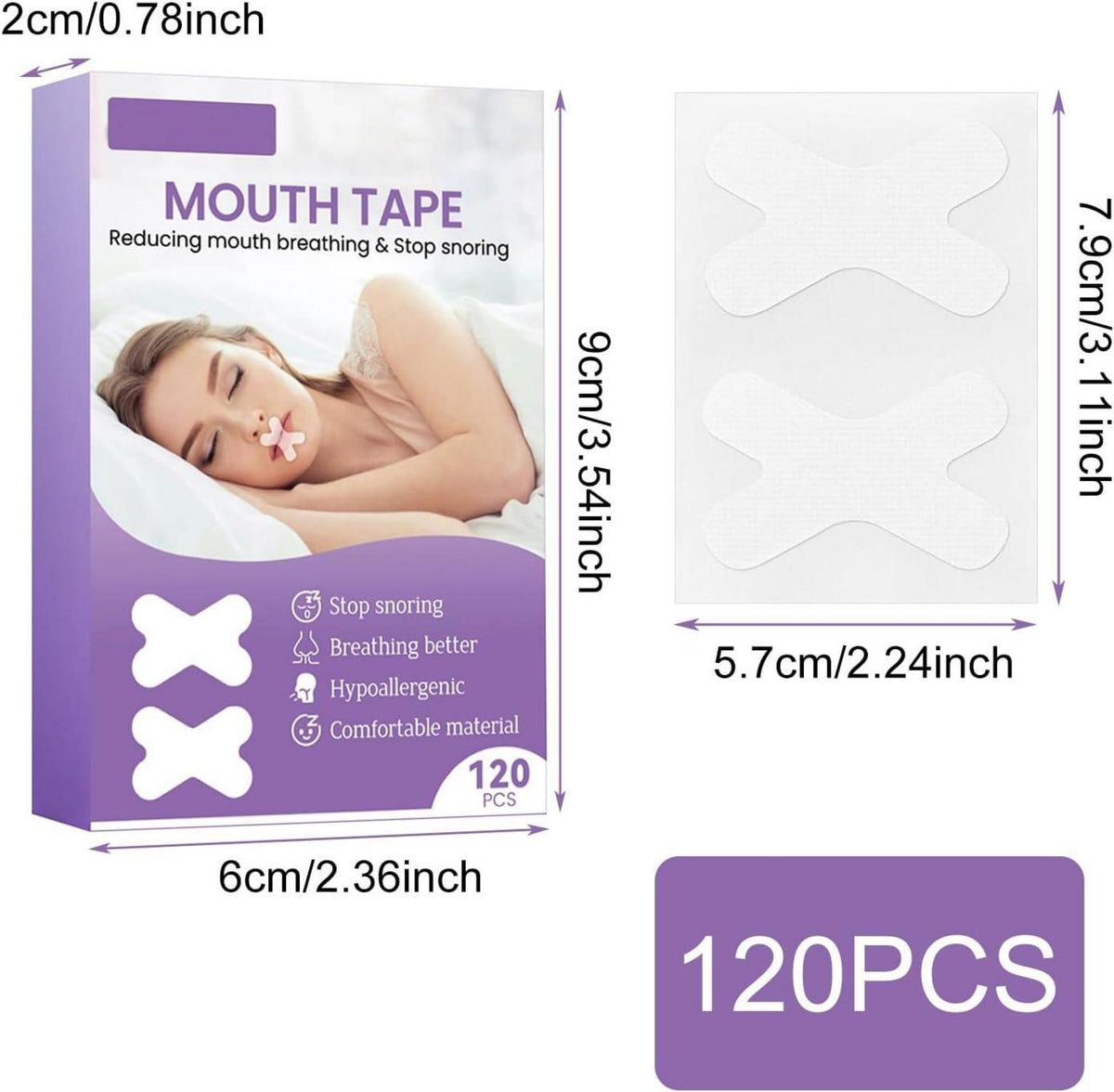 Anti-Schnarch Mundpflaster 120 Stück Schlafstreifen Sleeping