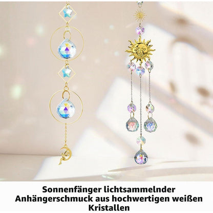 Kristall Windspiel mit Sonnen-Mond-Prismen – Regenbogen Sonnenfänger