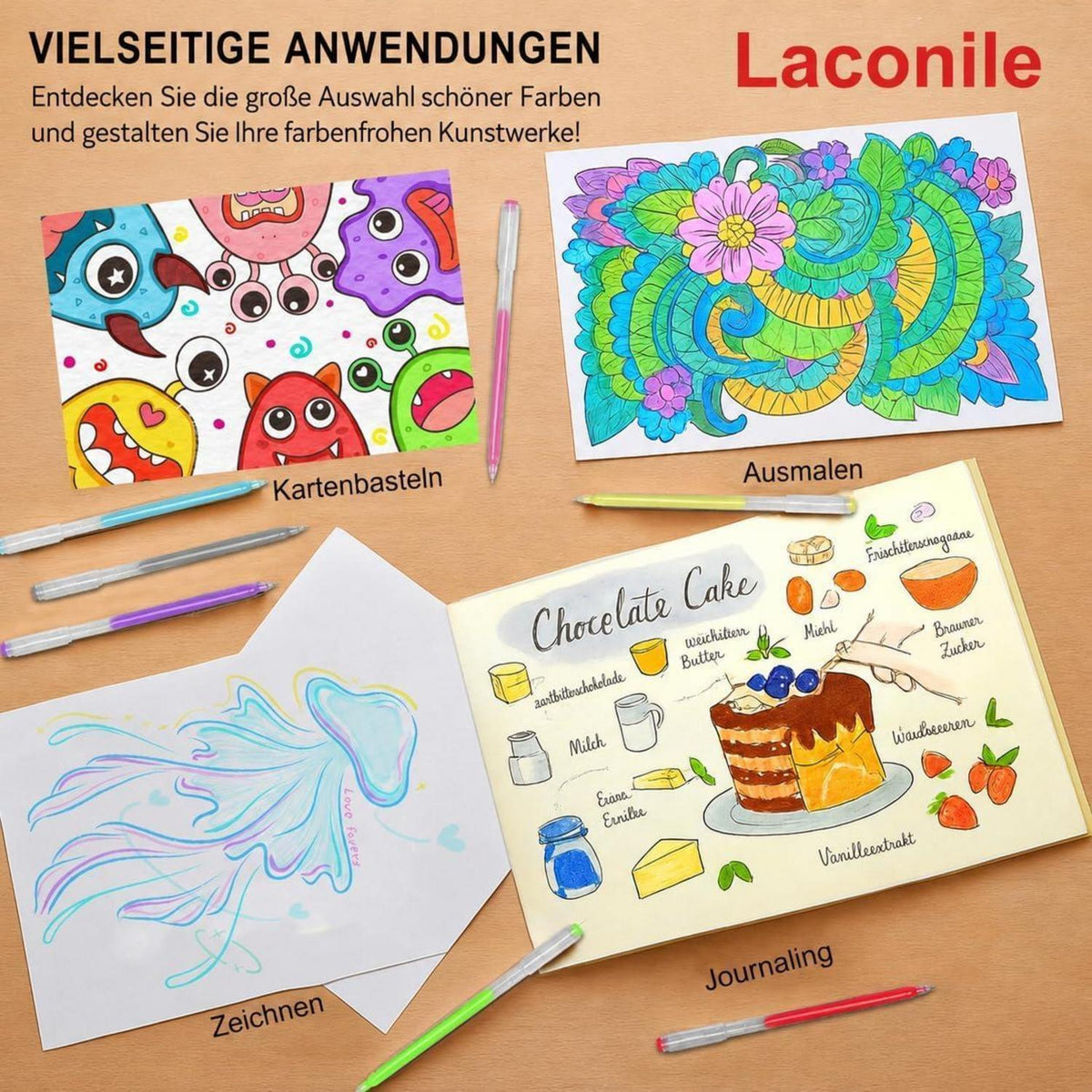 168 Gelstifte Set für Erwachsene – 162 Farben zum Malen & Schreiben