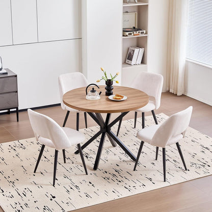 8 Esszimmerstühle mit Cordbezug, Beige – Bequem & Modern