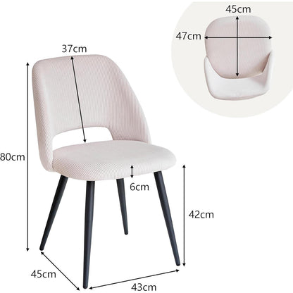 8 Esszimmerstühle mit Cordbezug, Beige – Bequem & Modern