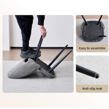 8 Esszimmerstühle Grau mit Cordbezug & Metallbeinen