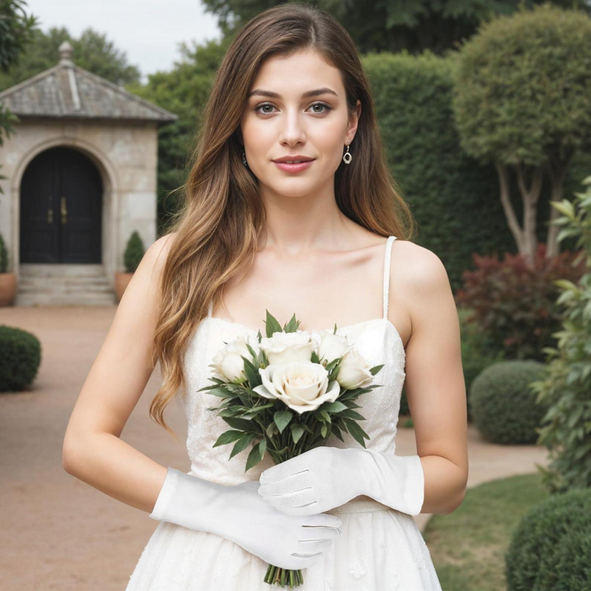 Brauthandschuhe Kurz Satin Weiß Elegant Hochzeit