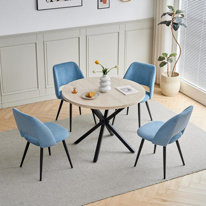 8 Esszimmerstühle mit Cordbezug, Blau – Bequemer Sitz
