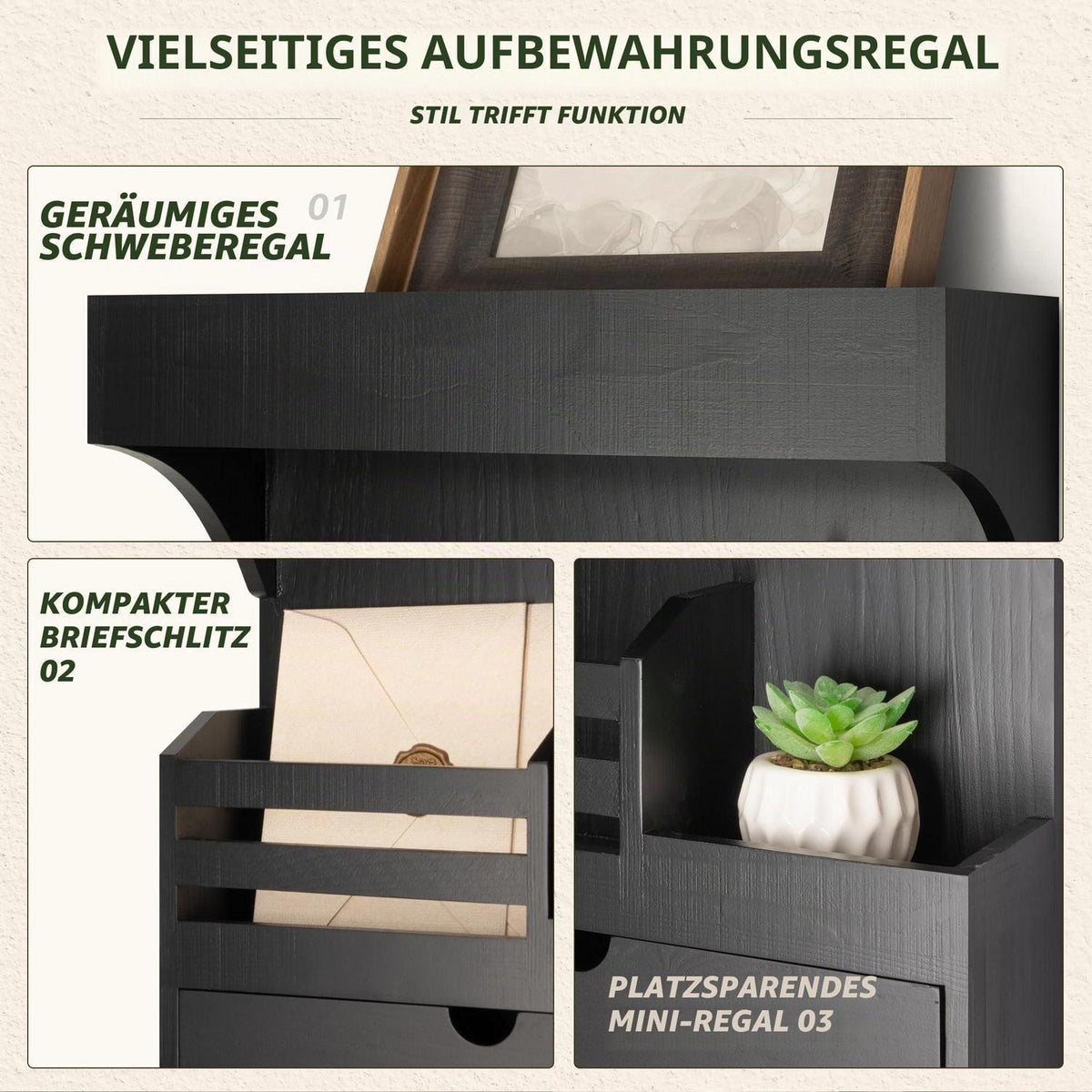 Moderner Schlüsselhalter mit Schublade und Wandregal