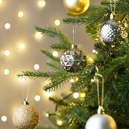 50 Weihnachtskugeln Weiß Gold Kunststoff mit Aufhänger