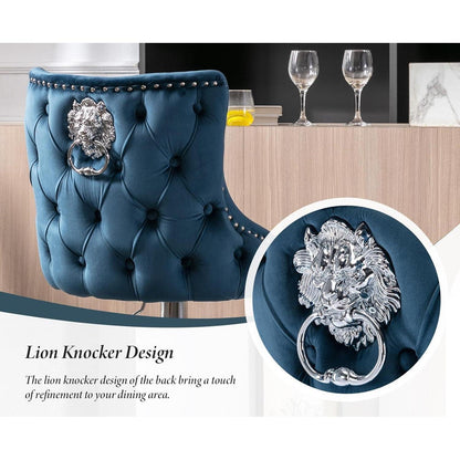 Samt Barhocker 2er Set, Höhenverstellbar, Blau