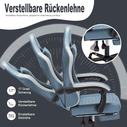 Gaming Stuhl Racing Gamer Stuhl mit Lendenwirbelstütze und Fußstütze