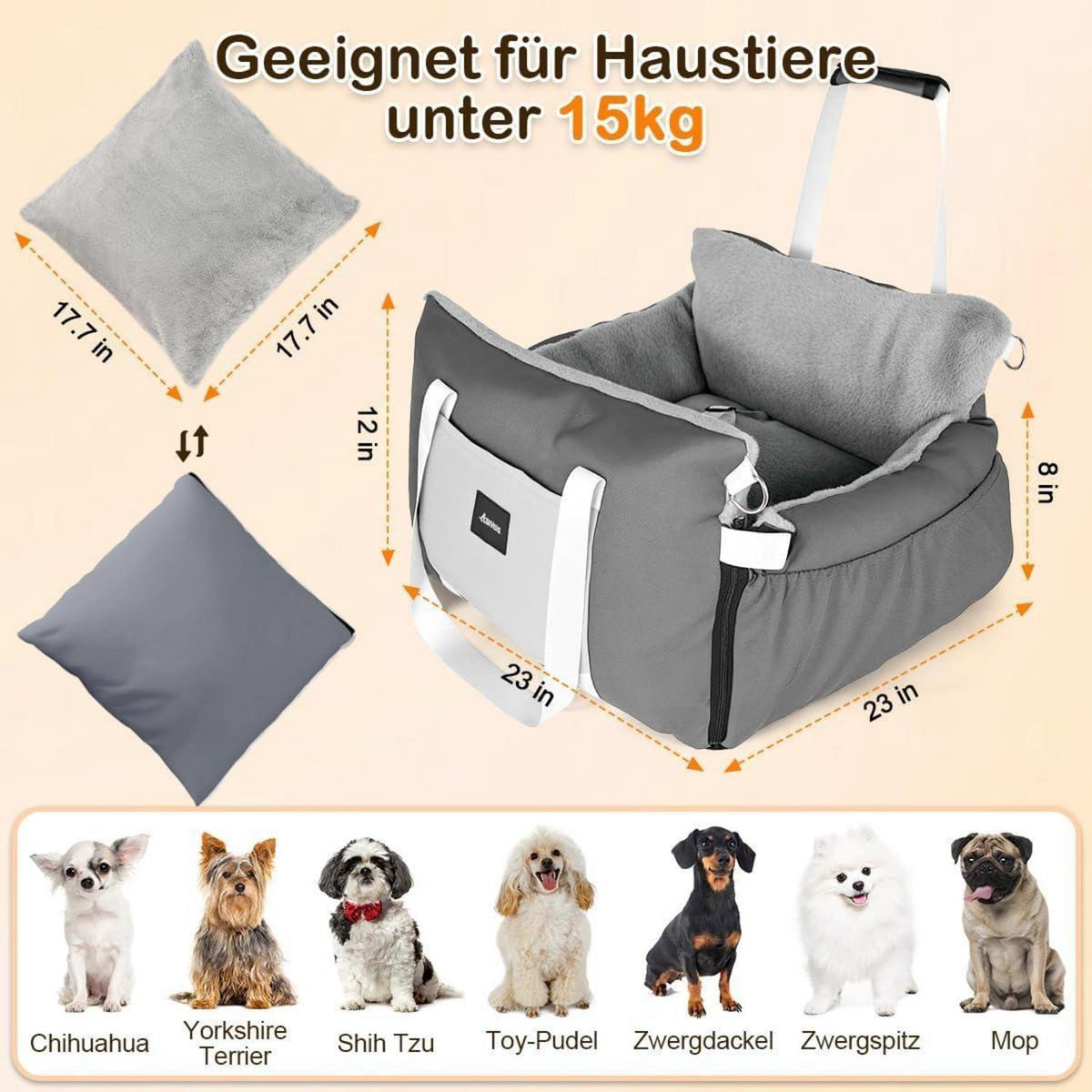 3-in-1 Hundesitz Auto & Reisebett – Komfort & Sicherheit für kleine Hunde
