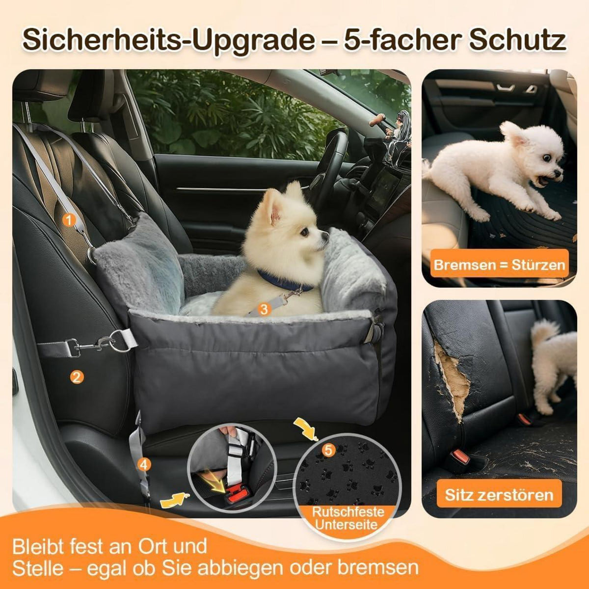 3-in-1 Hundesitz Auto & Reisebett – Komfort & Sicherheit für kleine Hunde
