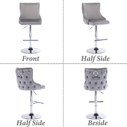 Samt Barhocker 2er Set, Höhenverstellbar & Modern