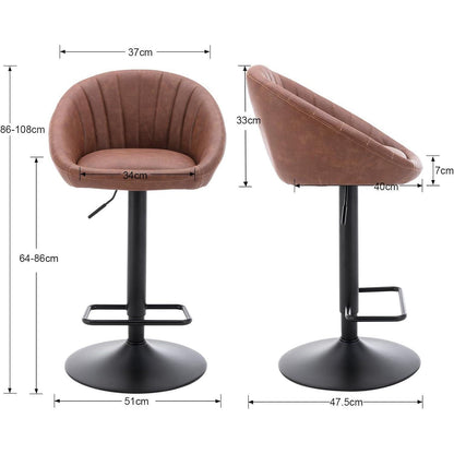 Gepolsterte Barhocker 2er Set, Höhenverstellbar & Drehbar