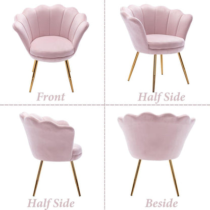 Samt Sessel Wohnzimmer mit Goldfuß & Blumenform