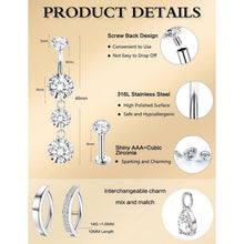 Chirurgenstahl Bauchnabelpiercing Set Silber/Gold mit Zirkonia, 8mm